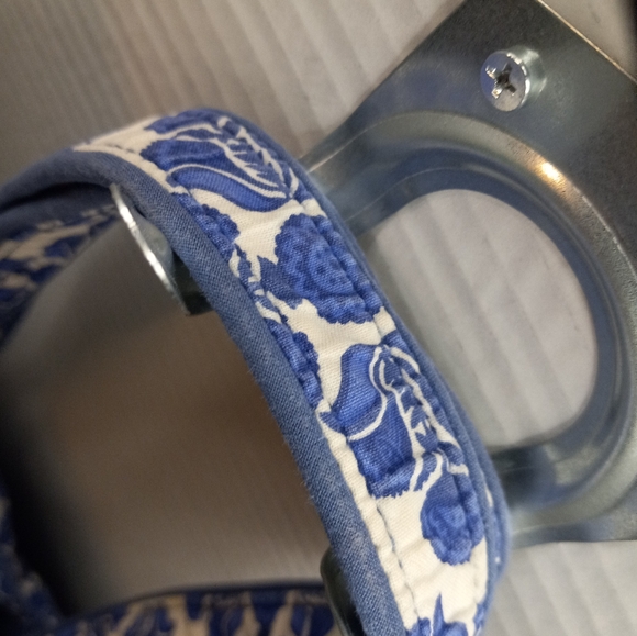 Vera Bradley Cobalt Tile Quilted Floral Tote Handbag Purplish Blue White Purse - Picture 9 of 14